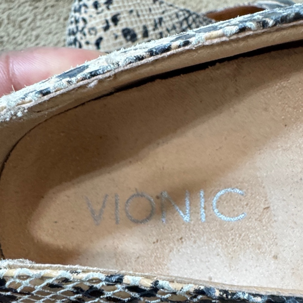 Vionic Snake Print Wedge Pumps in Black and Cream - Picture 5 of 9